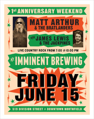 Bratlanders + Jackpines at Imminent Brewing, Friday June 15